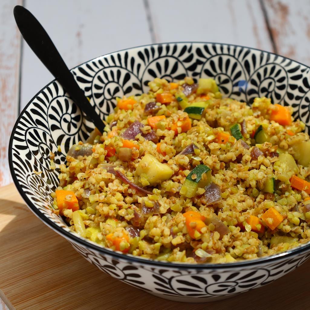 Lire la suite à propos de l’article Orge perlé aux carottes, courgettes et épices