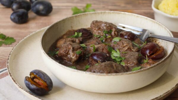 Mijoté de veau au Pinot noir et aux quetsches